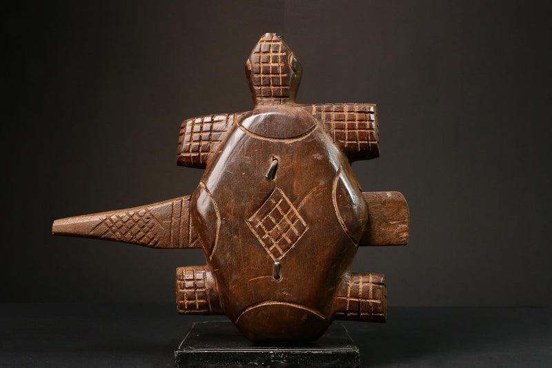 African Authentic Dogon Door Lock Featuring Turtle Figures - Unique Decorative Art from Mali - Cultural Home Accent -G3166