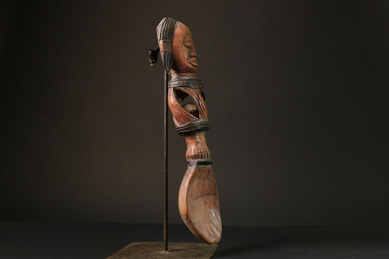 African Rare Fang Ceremonial Spoon - Unique Wooden Art Piece from Gabon - Authentic Ethnic Home Decor Item for Collectors -G3162