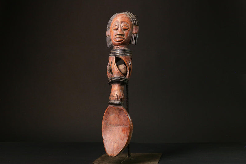 African Rare Fang Ceremonial Spoon - Unique Wooden Art Piece from Gabon - Authentic Ethnic Home Decor Item for Collectors -G3162