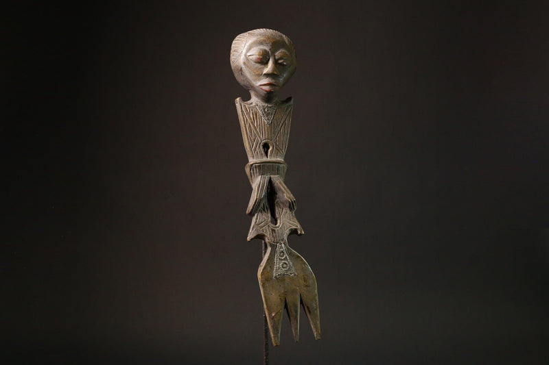 African Rare Luba Kibango Authority Sculpture - Unique Ceremonial Art Piece for Collectors - Authentic African Decor from Congo - G3163