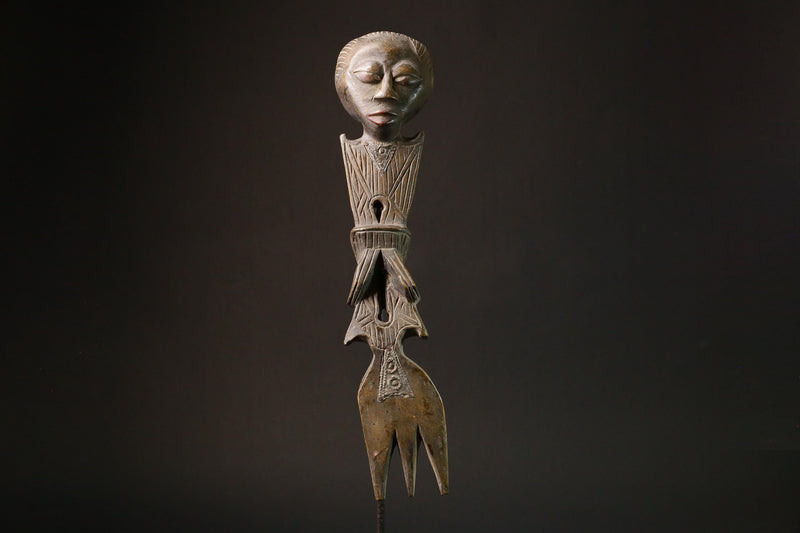 African Rare Luba Kibango Authority Sculpture - Unique Ceremonial Art Piece for Collectors - Authentic African Decor from Congo - G3163