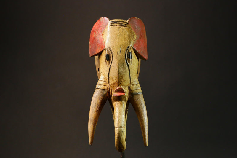 African Unique Tribal Mask Featuring Elephant from Babanki Tribe of Cameroon - Authentic Guro Tribe Art Piece for Home Decor - 9202