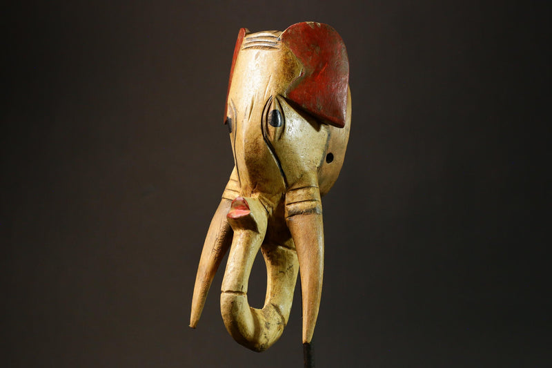 African Unique Tribal Mask Featuring Elephant from Babanki Tribe of Cameroon - Authentic Guro Tribe Art Piece for Home Decor - 9202