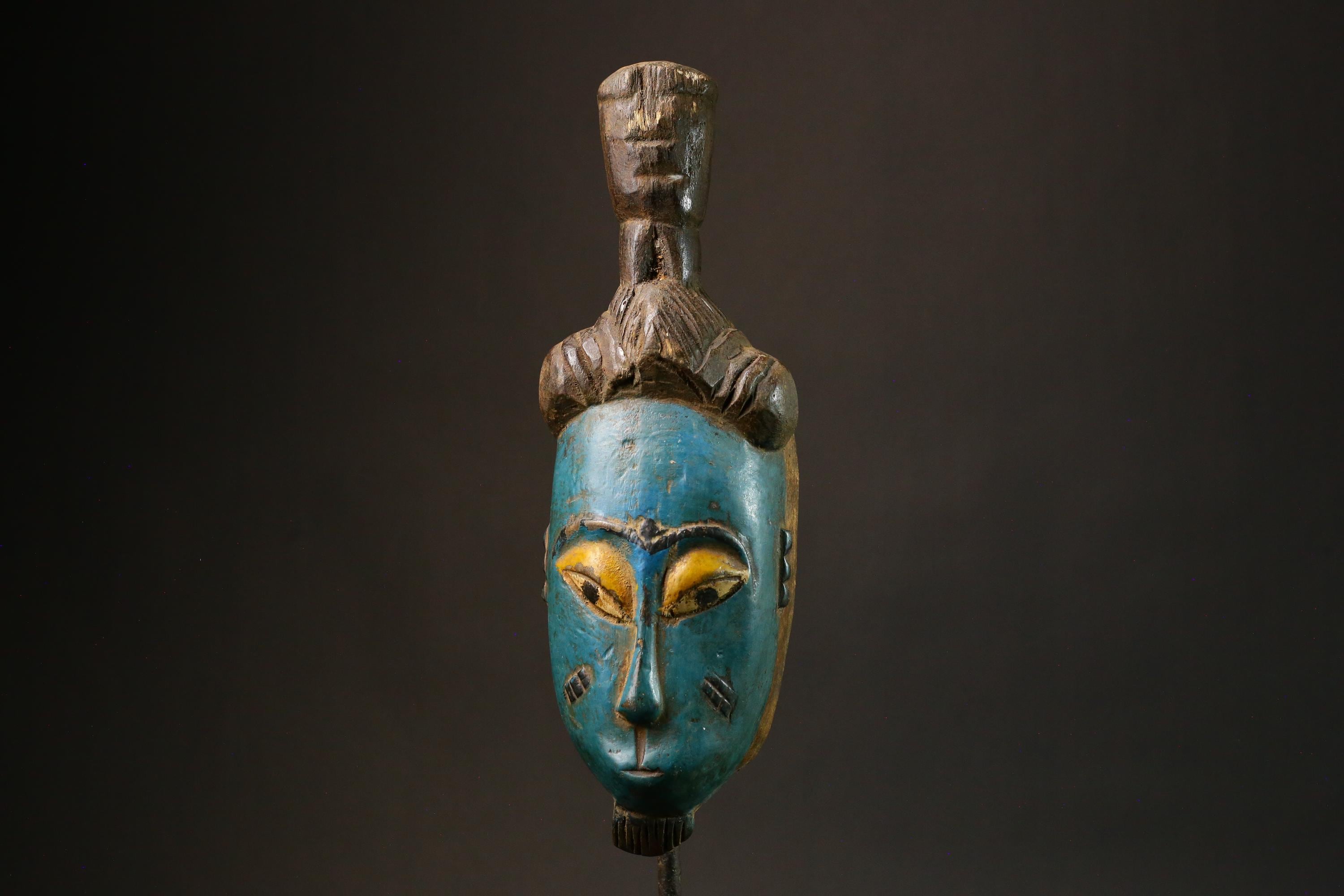 African Authentic Guro Baule Hand-Carved Wooden Tribal Art Face Mask - Unique  Decor - Stunning Wall Piece for Cultural Home Accents - 9211