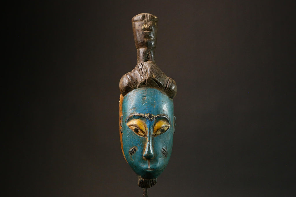 African Authentic Guro Baule Hand-Carved Wooden Tribal Art Face Mask - Unique  Decor - Stunning Wall Piece for Cultural Home Accents - 9211