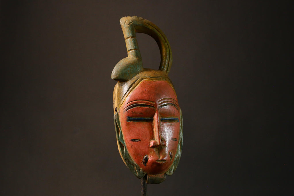 African Unique Hand Carved Guro Baule Face Mask Authentic Wooden Tribal Art Decorative Piece Perfect for Home Decor and Collectors-9207