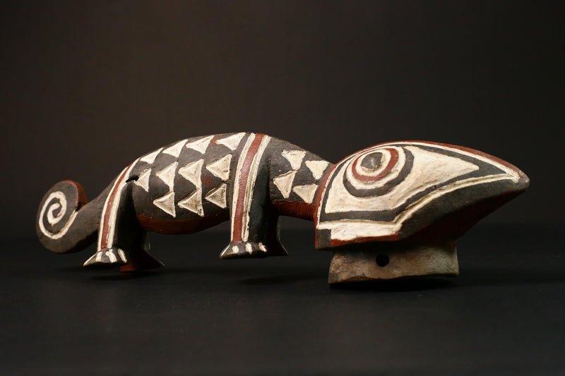 African Authentic Hand Carved Bobo Chameleon Mask Unique Tribal Wooden Wall Art Perfect for Home Decor Collectors and Cultural-G1566