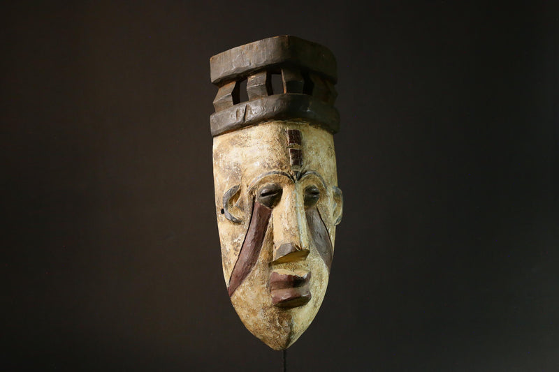 African Tribal Mask Nigerian Igbo Maiden Spirit Mask Hand Carved Tribal Wood Art Unique Cultural Decor Piece for Display-6529