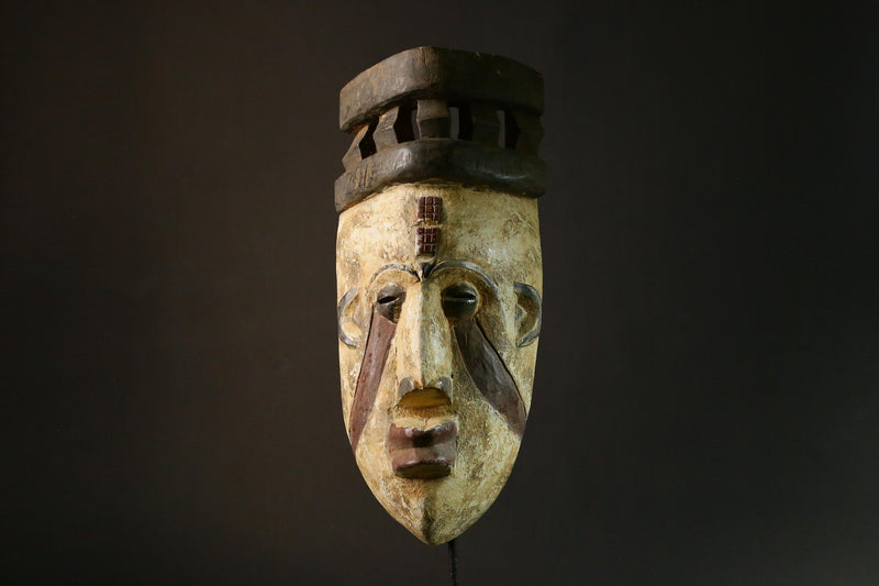 African Tribal Mask Nigerian Igbo Maiden Spirit Mask Hand Carved Tribal Wood Art Unique Cultural Decor Piece for Display-6529