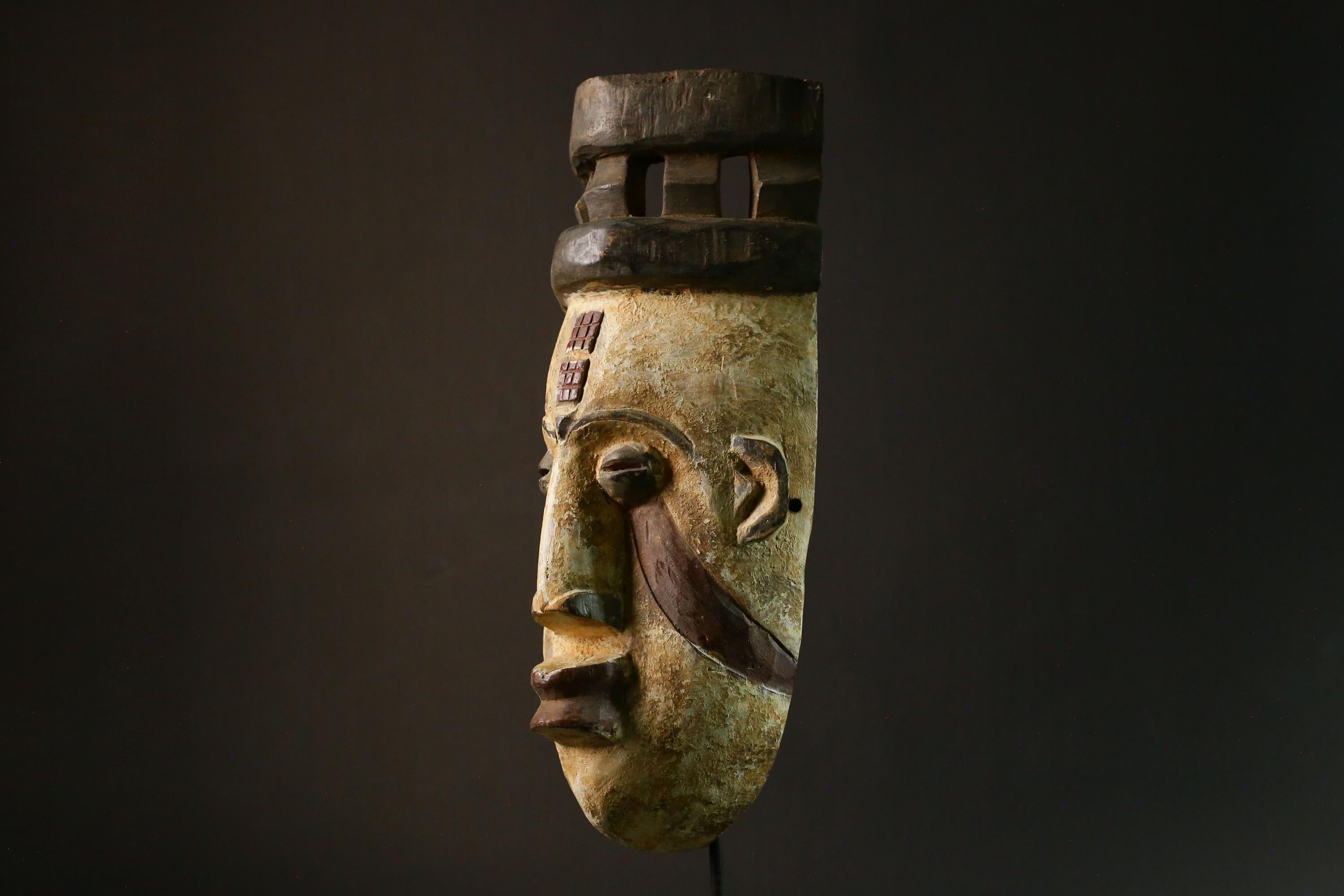 African Tribal Mask Nigerian Igbo Maiden Spirit Mask Hand Carved Tribal Wood Art Unique Cultural Decor Piece for Display-6529