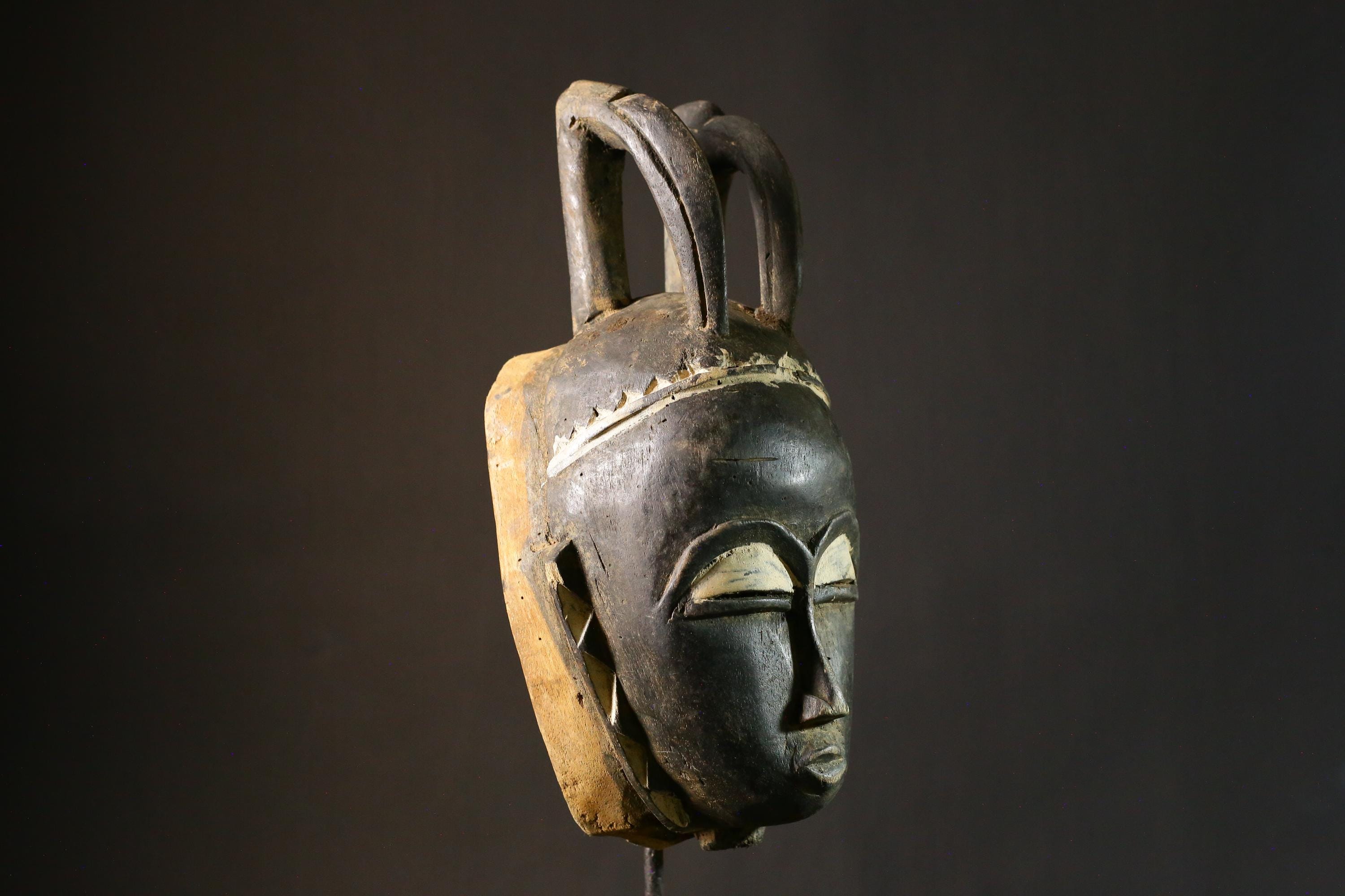 African mask Vintage Baule Mask Tribal Face Wall Art Antique Decor Unique Collectible Piece for Home Display- G1834
