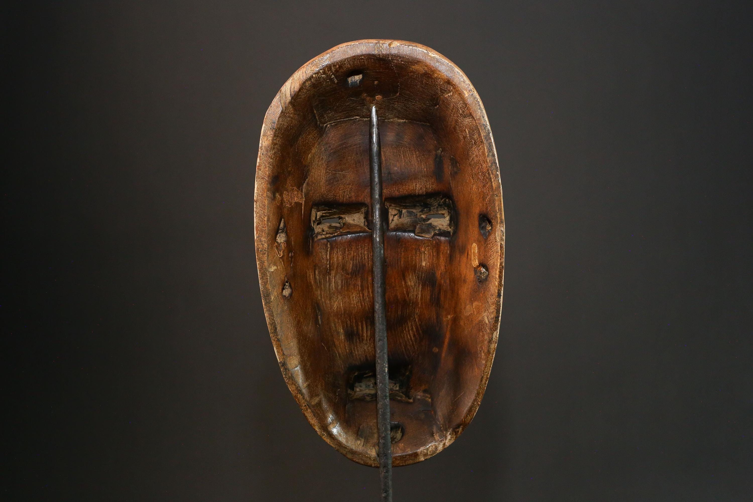 African mask Antique Mask Black and Red Tribal Art Decor with White Teeth Remnants Unique Collectible Home Display Piece -G3426