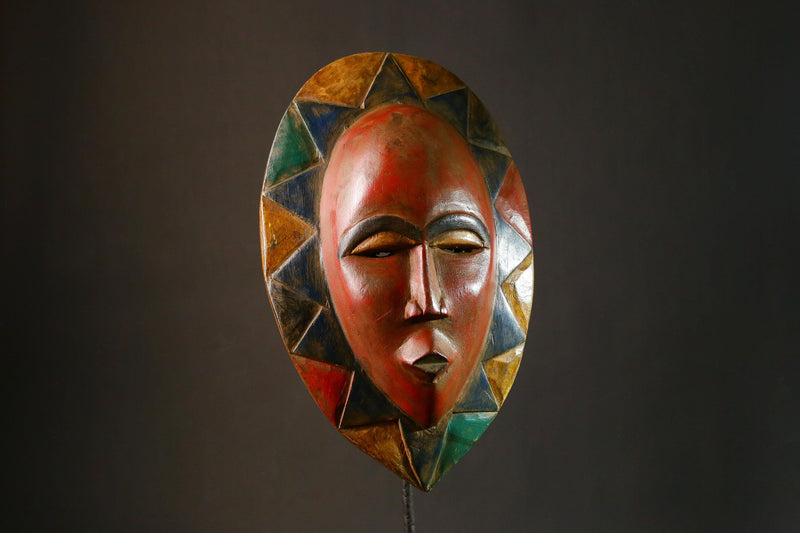 African Mask Antique Baule Mask Tribal Art Unique Wall Decor Collectible Cultural Home Display Piece for Gallery-G3423