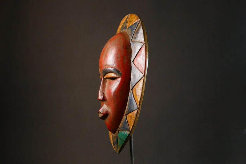 African Mask Antique Baule Mask Tribal Art Unique Wall Decor Collectible Cultural Home Display Piece for Gallery-G3423