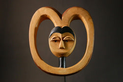 African mask Kwele Ekuk Mask Art from Gabon Unique Tribal Collectible Decor Piece for Home or Gallery Display -G3422