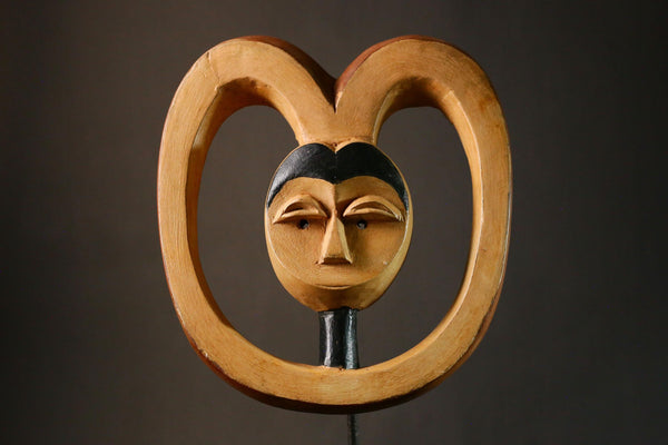 African mask Kwele Ekuk Mask Art from Gabon Unique Tribal Collectible Decor Piece for Home or Gallery Display -G3422