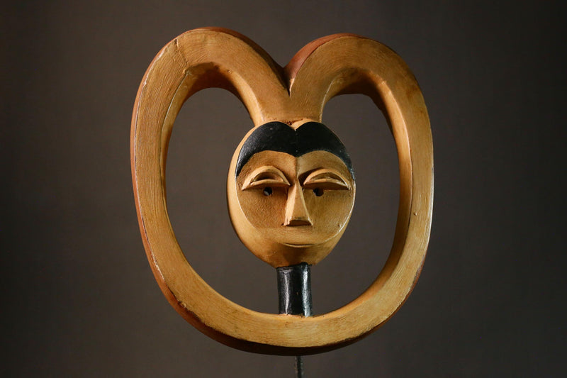 African mask Kwele Ekuk Mask Art from Gabon Unique Tribal Collectible Decor Piece for Home or Gallery Display -G3422