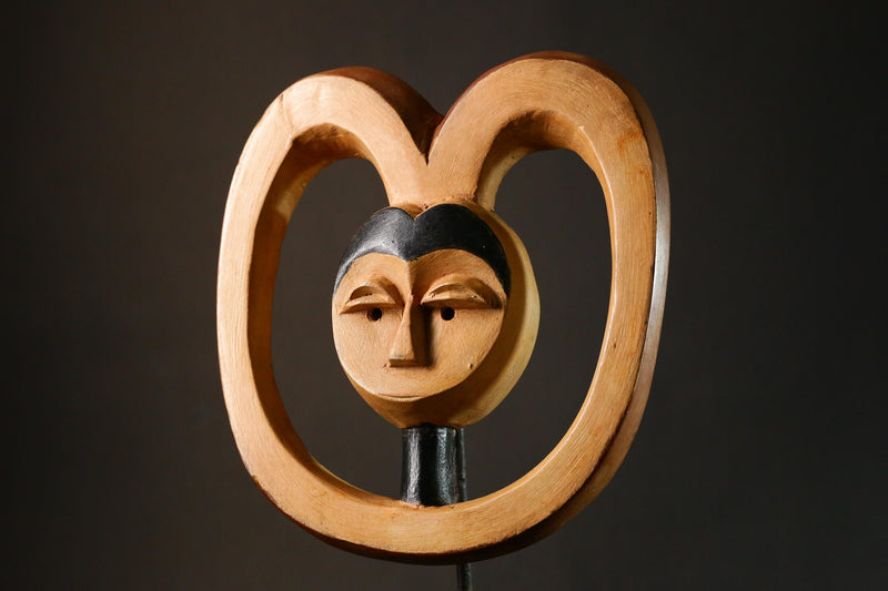 African mask Kwele Ekuk Mask Art from Gabon Unique Tribal Collectible Decor Piece for Home or Gallery Display -G3422