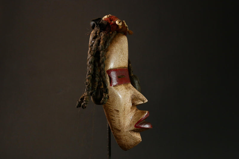 African Authentic African Dan People Wood Crest Mask Unique Wall Decor Handcrafted Art Piece Ideal for Home Decor and Collectors -G3191