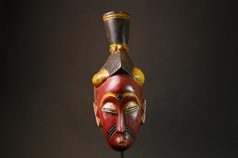 African Rare 19th Century Baule Mask Unique Handcrafted Wood Tribal Art Collectible Perfect for Home Decor and Cultural Enthusiasts- G3188