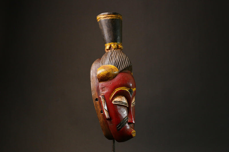 African Rare 19th Century Baule Mask Unique Handcrafted Wood Tribal Art Collectible Perfect for Home Decor and Cultural Enthusiasts- G3188