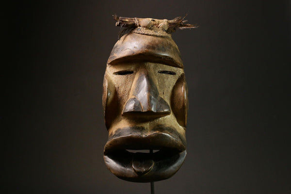 African Hand Carved Dan Passport Mask from Liberia Authentic Tribal Wood Art Unique Decor for Collectors Cultural Handmade Sculpture-G1604