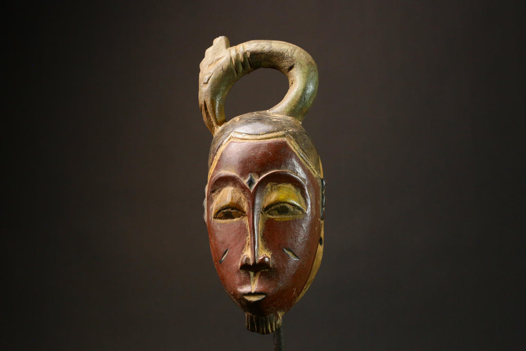 African Hand Carved African Tribal Wood Masks Guro Baule Face Mask Decorative Art Unique Home Decor Collectible for Art Collectors-9237