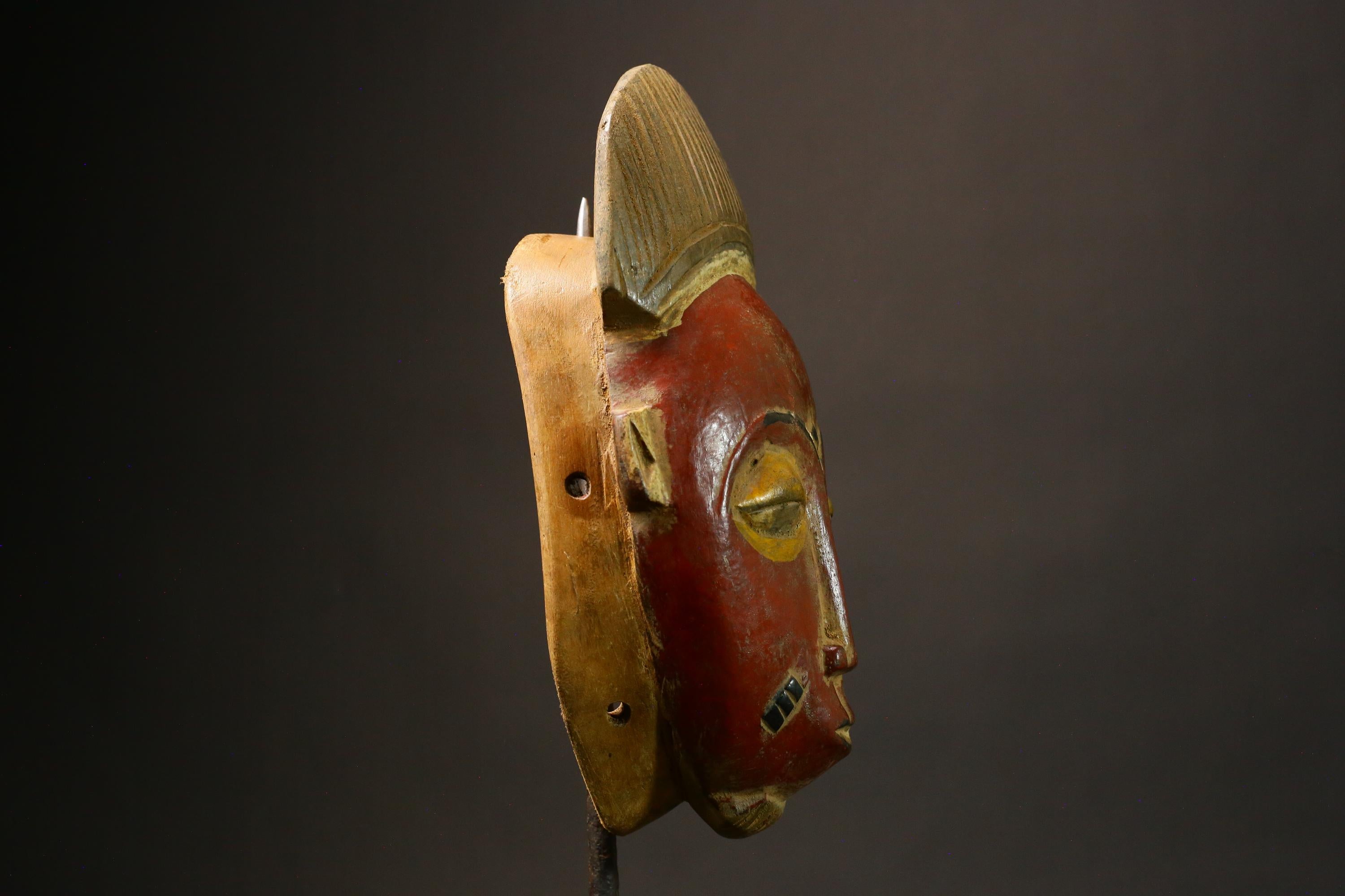 African Hand Carved African Tribal Face Mask Solid Wood Baule Art Decor Unique Collectible Home Accent Ethnic Wall Hanging for Art-9225