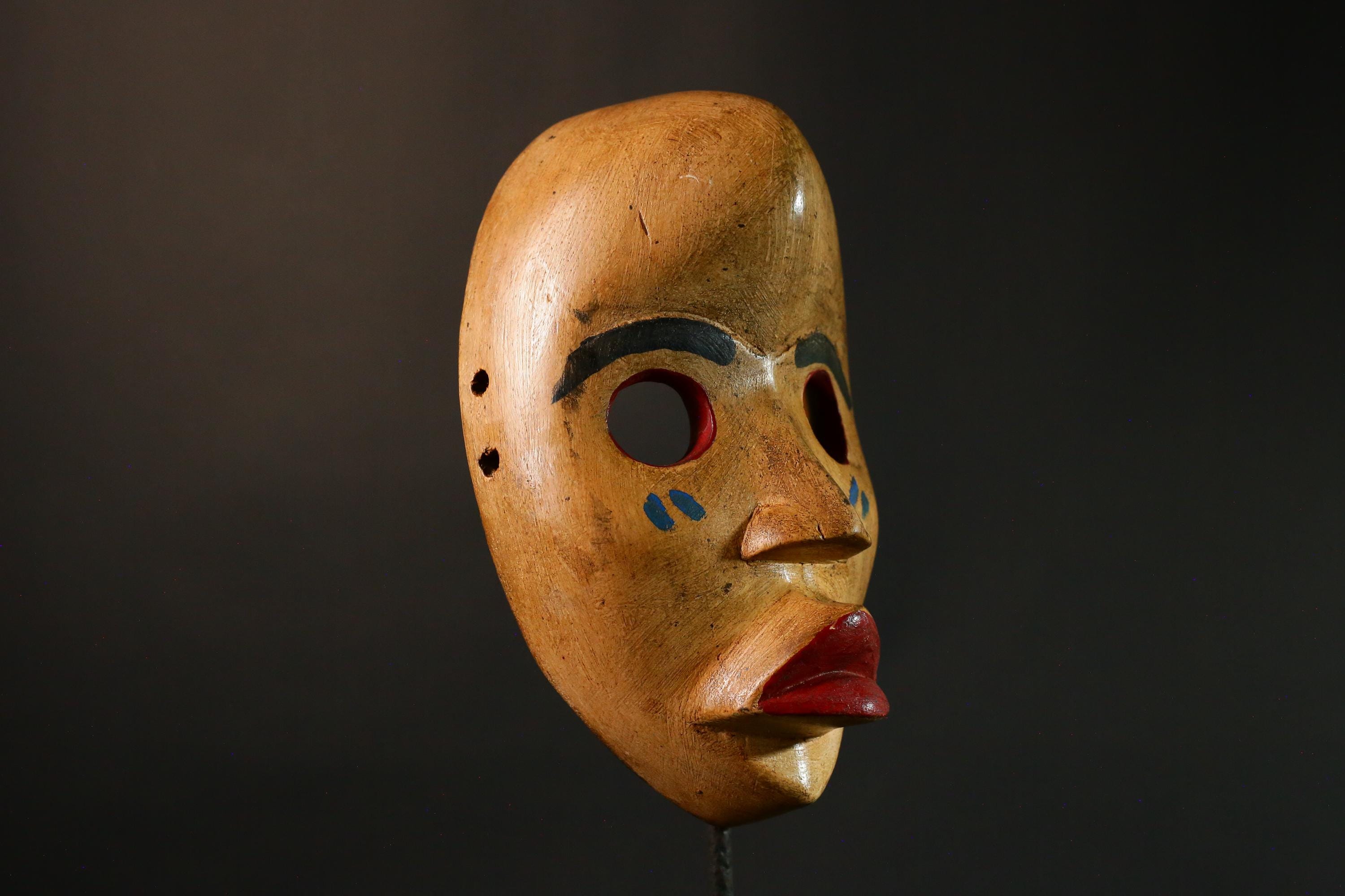 African Mask Handcrafted Solid Wood African Dan Maou Mask Vintage Tribal Art Home Decor G3445