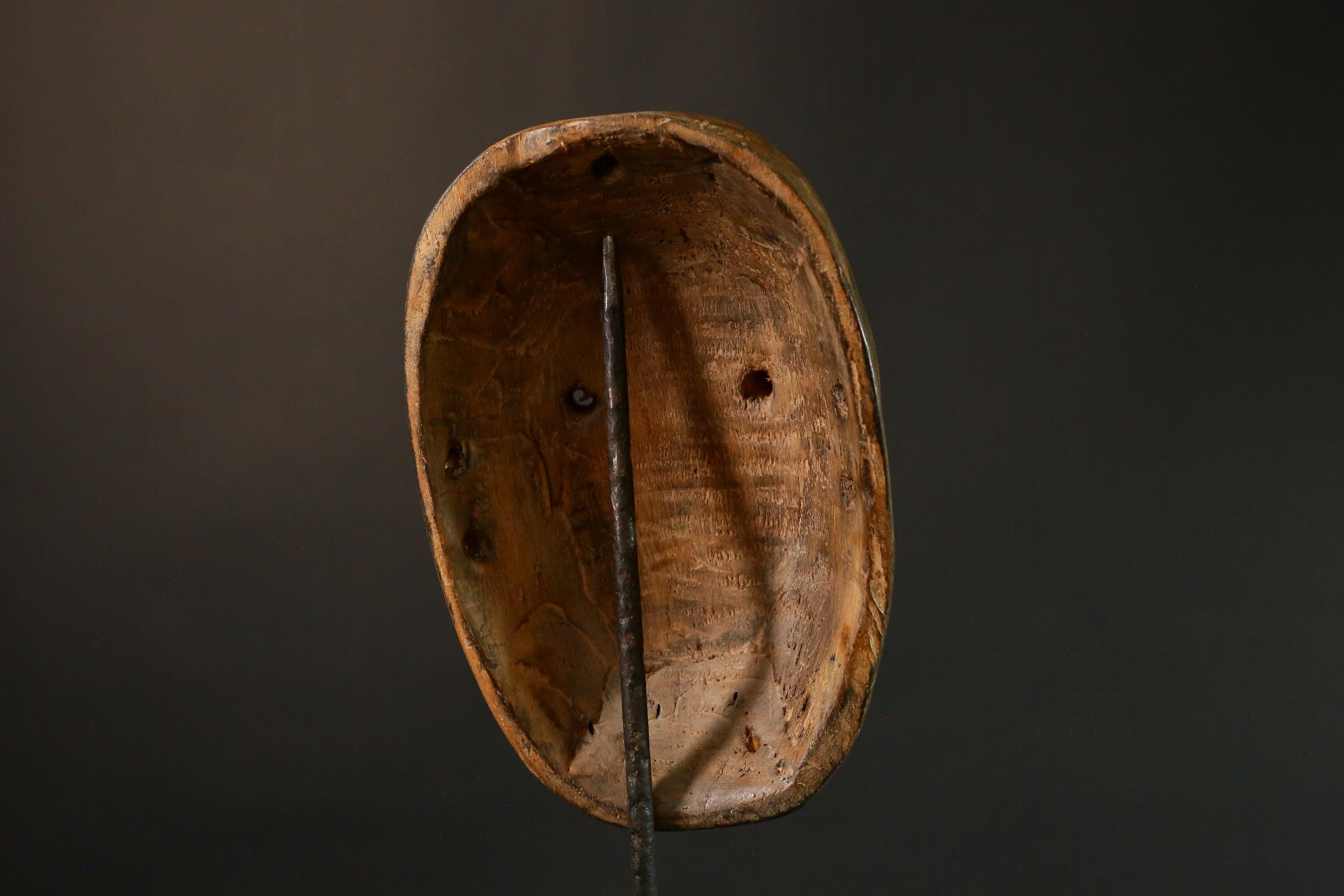 African mask Antique Handcrafted Unique Dance Mask with Tubular Eyes Relief Wooden Tribal Art Decorative Decor G3442