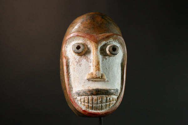 African mask Antique Handcrafted Unique Dance Mask with Tubular Eyes Relief Wooden Tribal Art Decorative Decor G3442