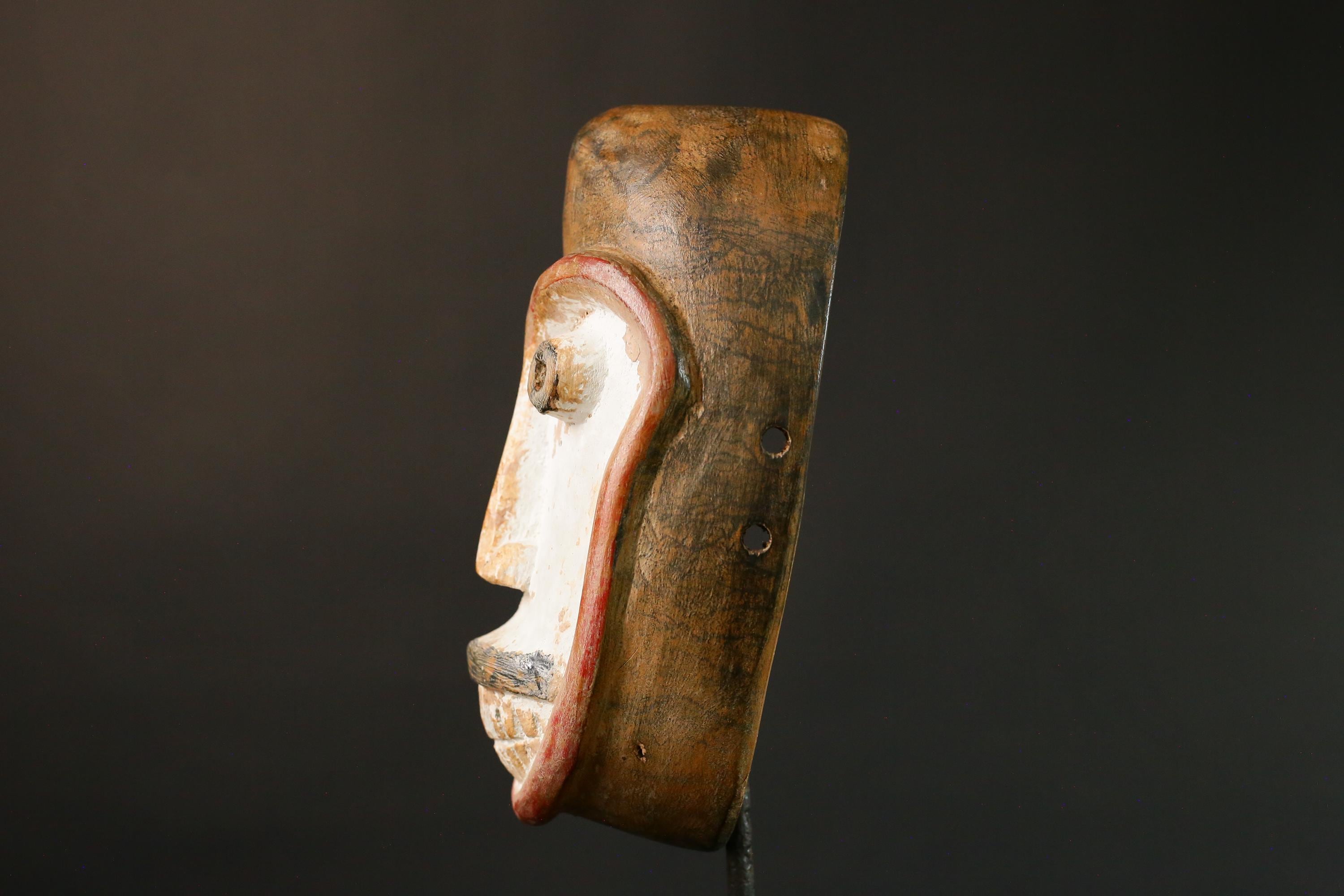 African mask Antique Handcrafted Unique Dance Mask with Tubular Eyes Relief Wooden Tribal Art Decorative Decor G3442