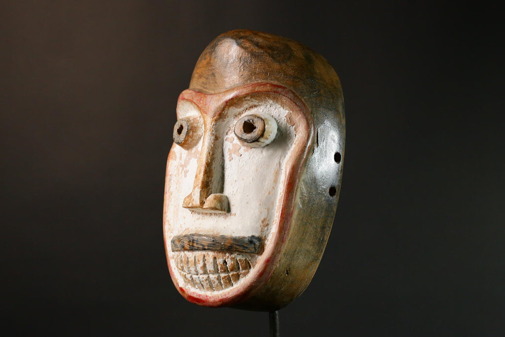African mask Antique Handcrafted Unique Dance Mask with Tubular Eyes Relief Wooden Tribal Art Decorative Decor G3442