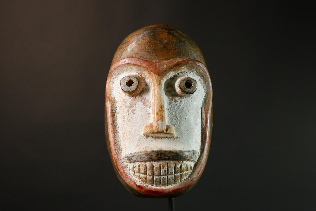 African mask Antique Handcrafted Unique Dance Mask with Tubular Eyes Relief Wooden Tribal Art Decorative Decor G3442
