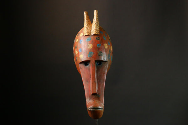 African mask Antique Handcrafted Ram Antelope Ceremonial Dance Mask Tribal Collectible Decor G3440