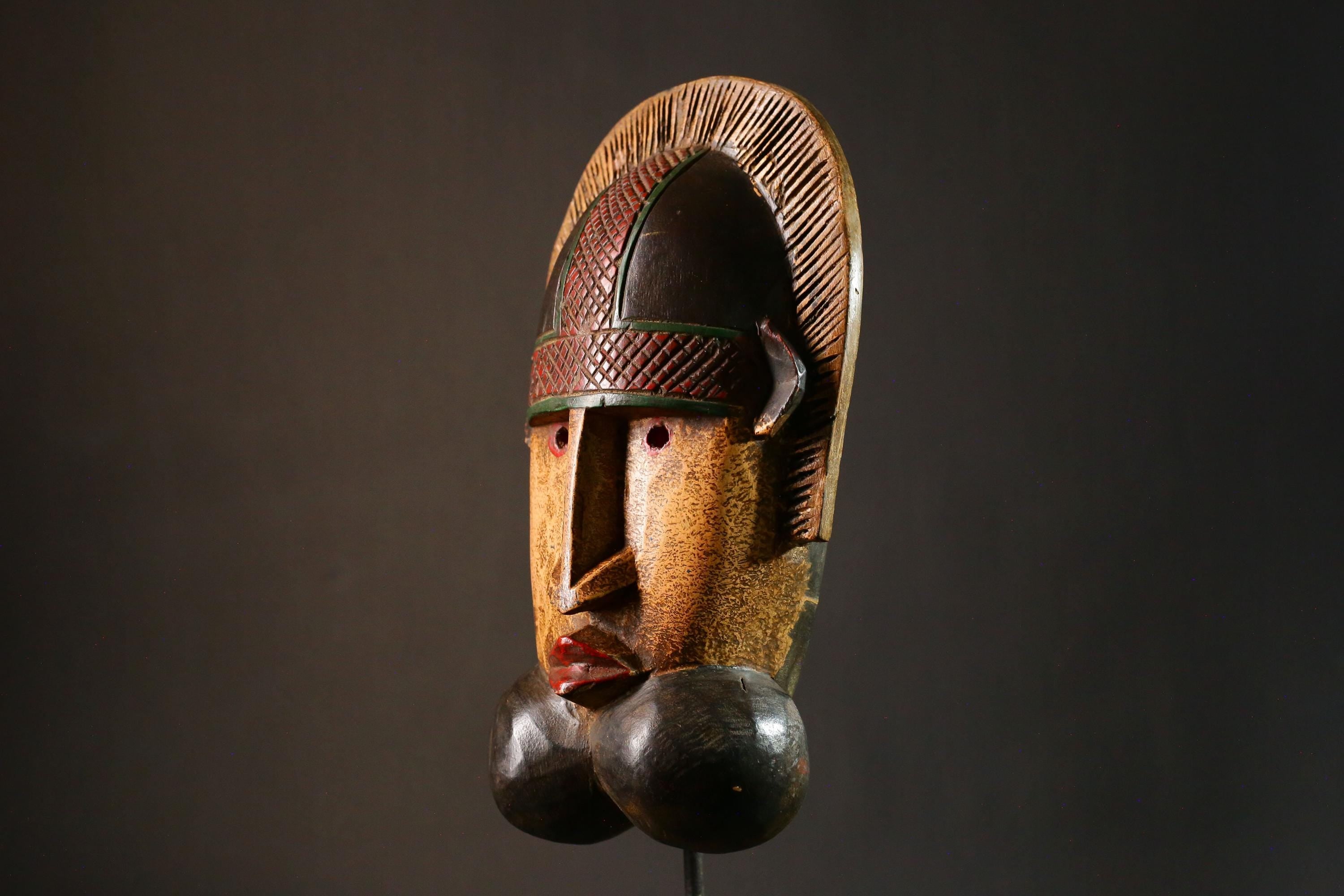 African mask Vintage Antique Tribal Baule Wood Masks Primitive Hanging Art Collectibles Decor G3430