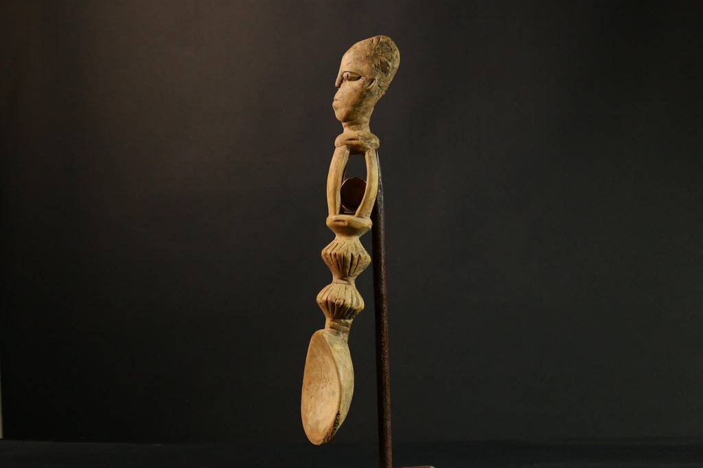 African Tribal Hand Carved African Songye Tribal Ritual Spoon Collectible Art Home Decor 9355