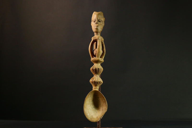 African Tribal Hand Carved African Songye Tribal Ritual Spoon Collectible Art Home Decor 9355