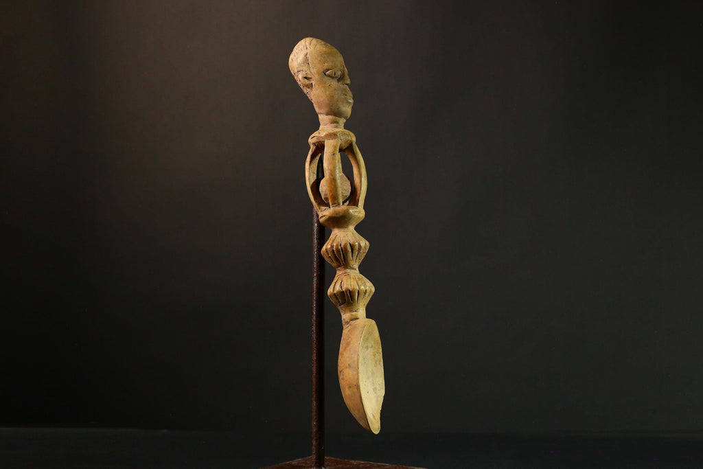 African Tribal Hand Carved African Songye Tribal Ritual Spoon Collectible Art Home Decor 9355