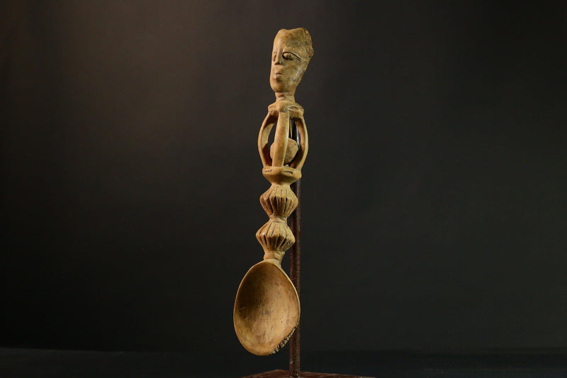 African Tribal Hand Carved African Songye Tribal Ritual Spoon Collectible Art Home Decor 9355