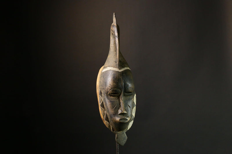 African Wooden Antique Gray Baule Mask African Tribal Wooden Wall Hanging Guro Yaure Art G1867