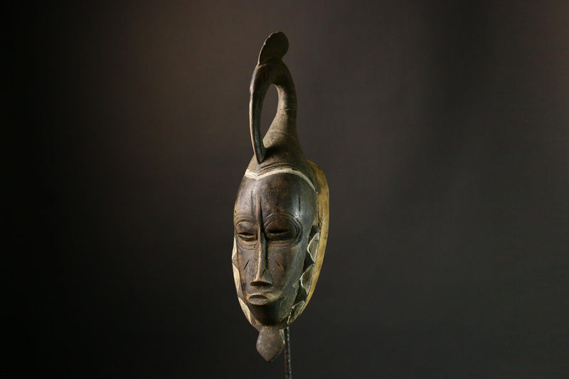 African Wooden Antique Gray Baule Mask African Tribal Wooden Wall Hanging Guro Yaure Art G1867