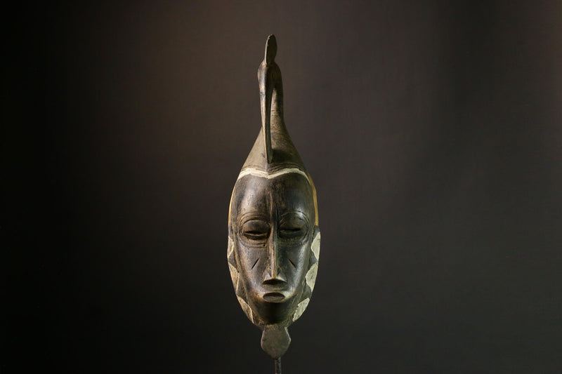 African Wooden Antique Gray Baule Mask African Tribal Wooden Wall Hanging Guro Yaure Art G1867