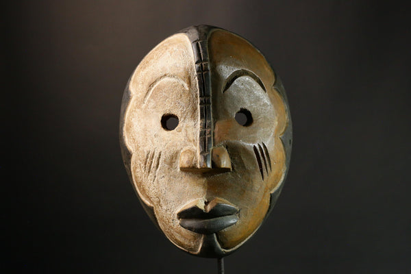 African Mask Vintage Igbo Mask, Hand Carved African Tribal Face, Wall Hanging Decor, Unique Art Collectible - 9419