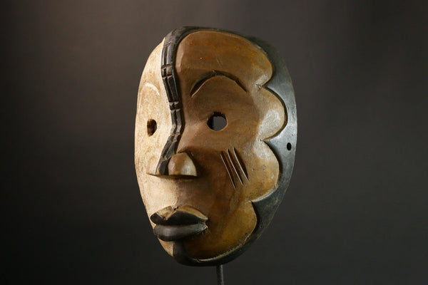 African Mask Vintage Igbo Mask, Hand Carved African Tribal Face, Wall Hanging Decor, Unique Art Collectible - 9419