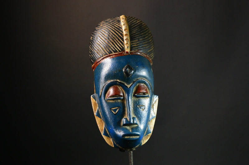 African Guro African Tribal Face Mask, Hand Carved Wooden Wall Hanging, Unique Collectible Art - 9418