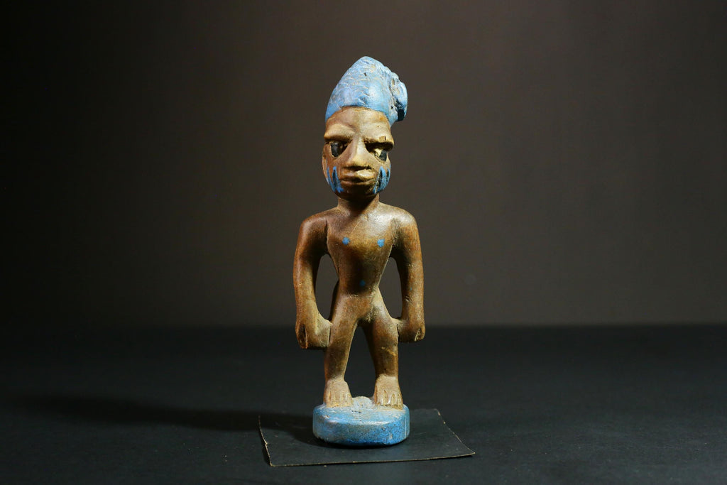 African statue wooden Yoruba Tribal Art, Unique Hand Carved Wooden Statue, Authentic Collectible Decor - 6539