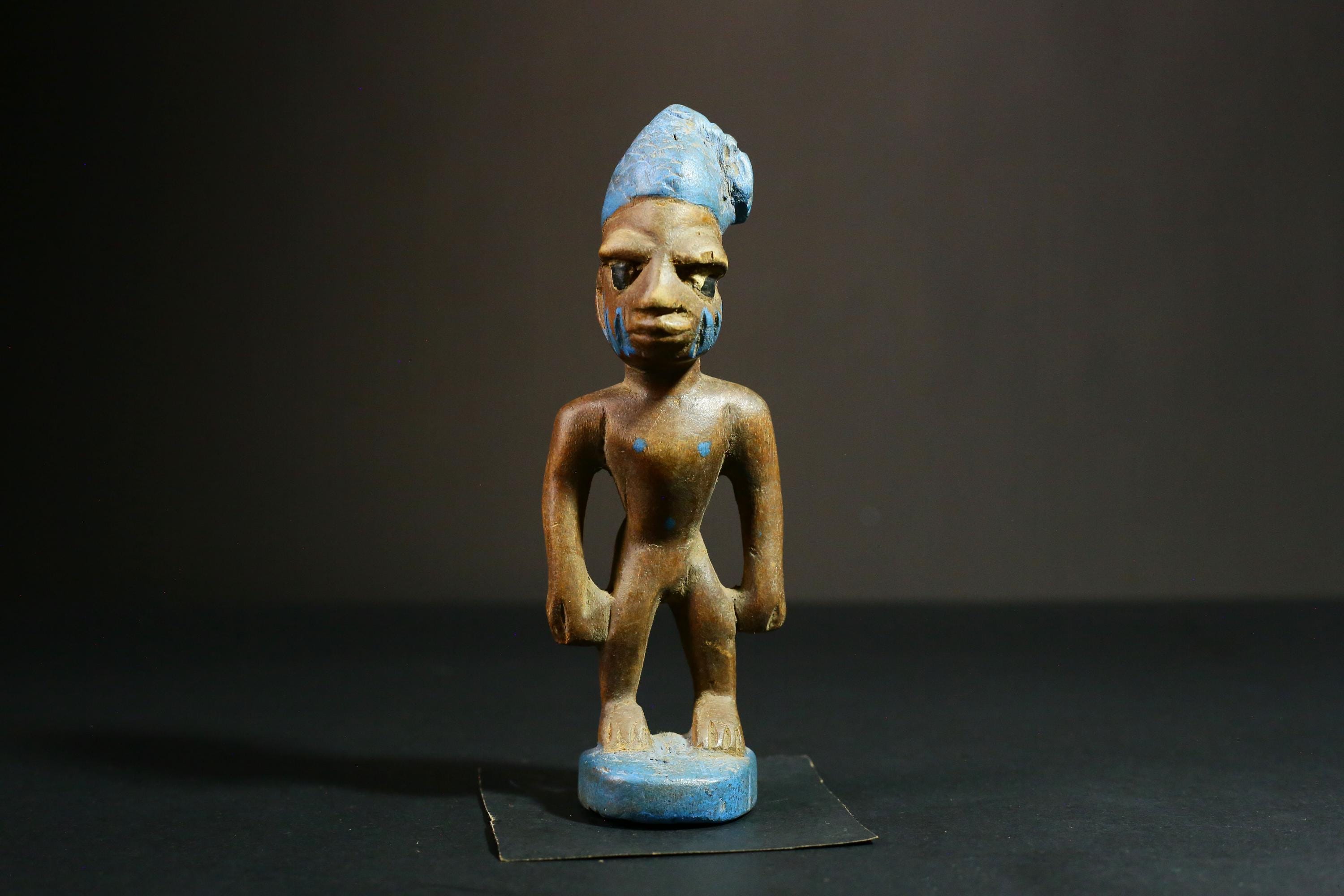 African statue wooden Yoruba Tribal Art, Unique Hand Carved Wooden Statue, Authentic Collectible Decor - 6539