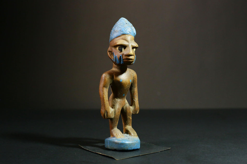 African statue wooden Yoruba Tribal Art, Unique Hand Carved Wooden Statue, Authentic Collectible Decor - 6539