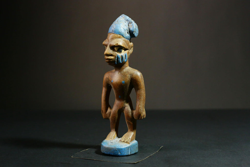 African statue wooden Yoruba Tribal Art, Unique Hand Carved Wooden Statue, Authentic Collectible Decor - 6539